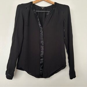 T. Babaton Bergen beaded silk blouse XXS black